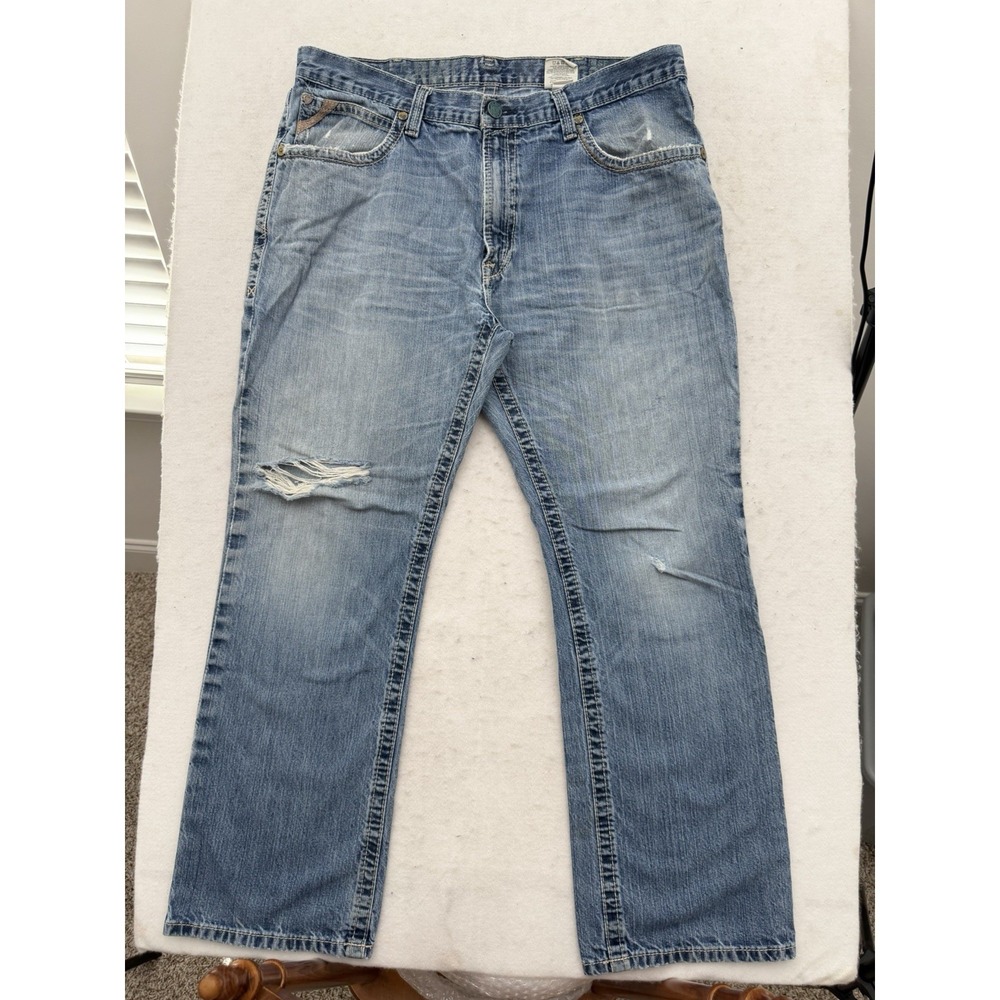 Ariat FR M4 Low Rise Boot Cut Jeans Distressed Mens 40x29 Ripped Work Pants
